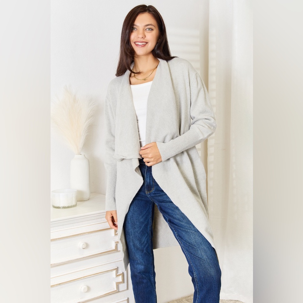 Angel Wings Open Front Duster Cardigan with Pockets